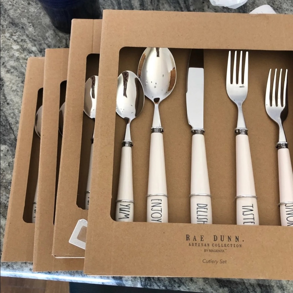 Rae Dunn 5 piece cutlery set x4